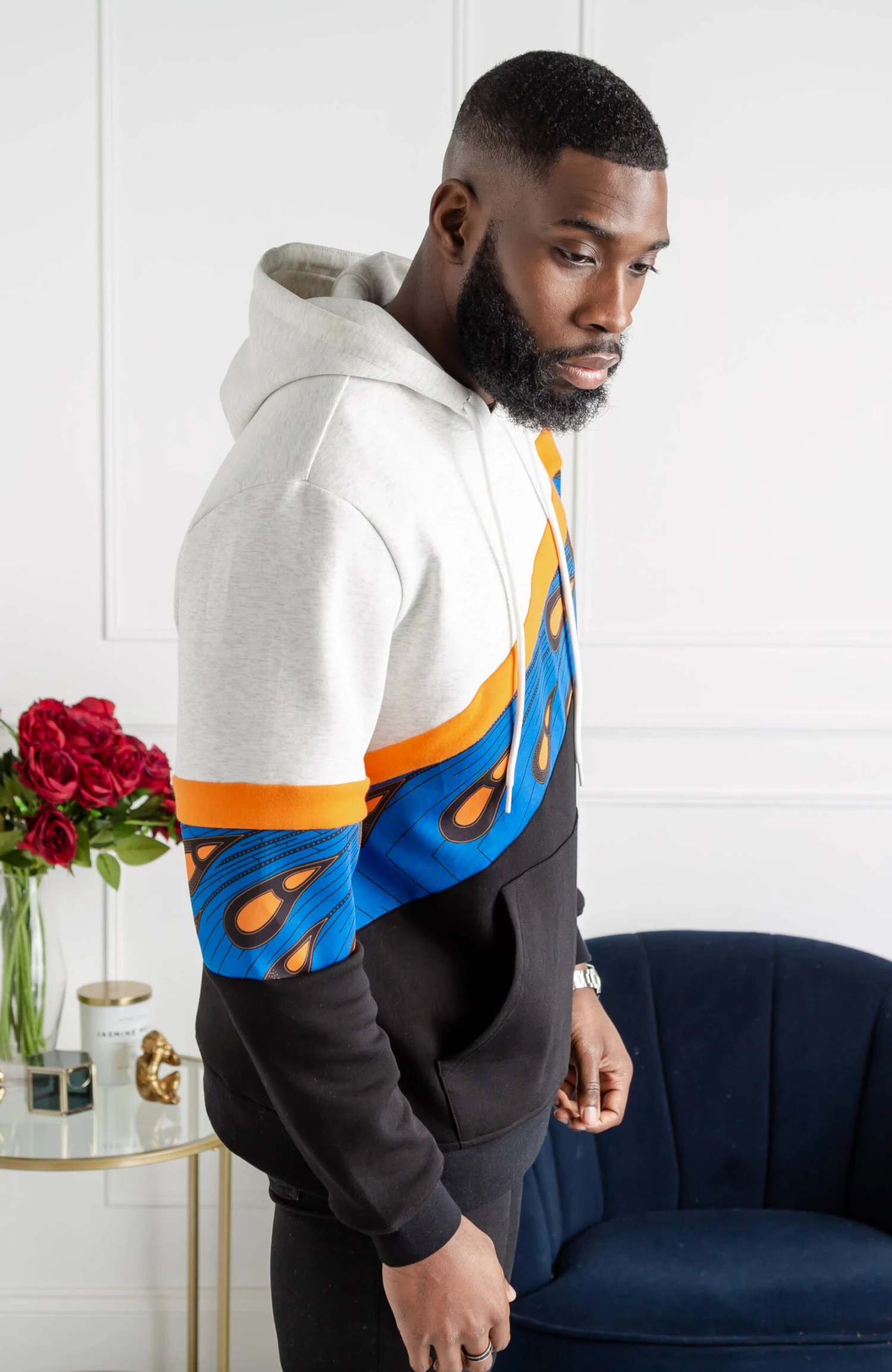 Men's Ankara Hoodie | Asymmetric Stripe Ankara Hoodie | ENUGU - Image 7