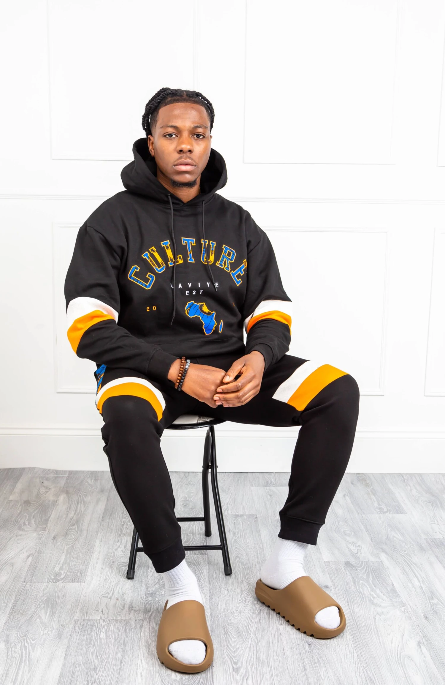 Men's Ankara Joggers | Asymmetric Stripe African Print Sweatpants | ENUGU - Image 5