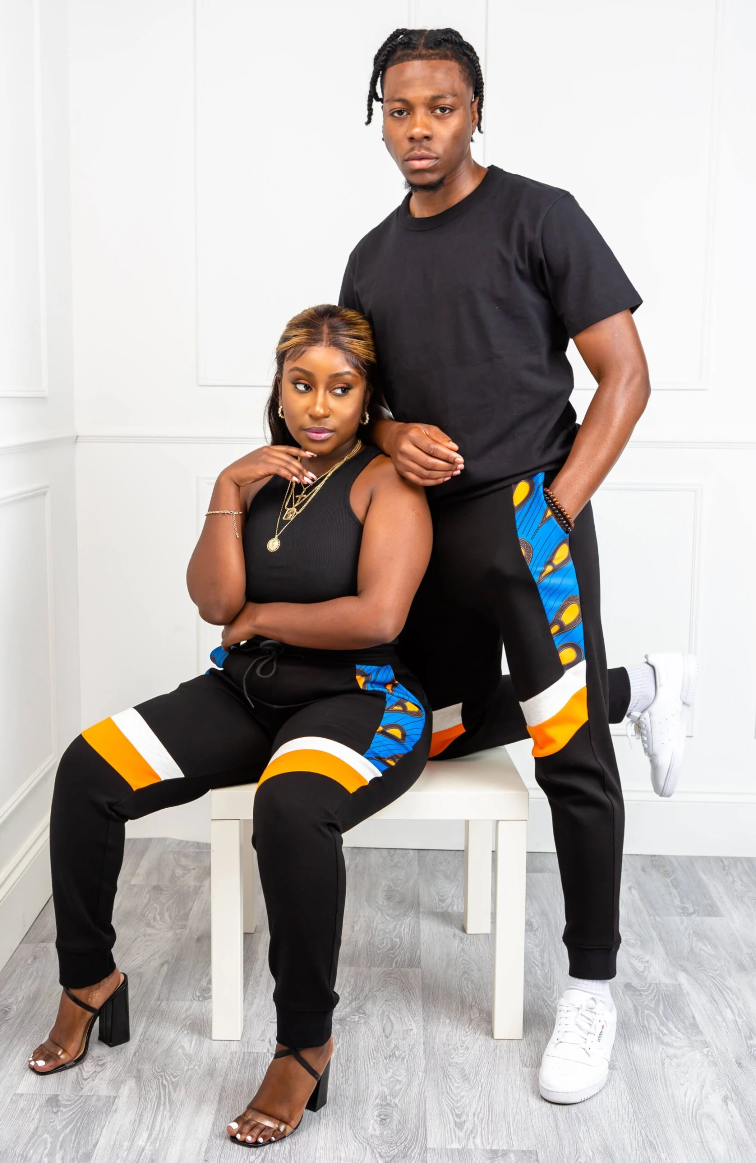 Men's Ankara Joggers | Asymmetric Stripe African Print Sweatpants | ENUGU - Image 2