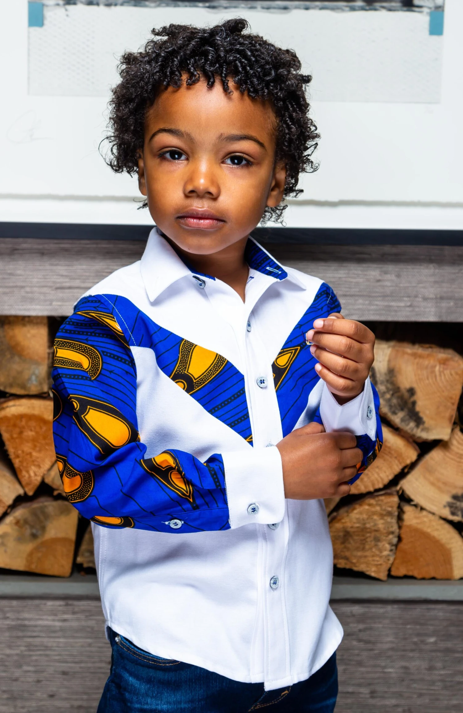 Boys Tailored-Fit African Print Shirt | V-Shaped Ankara Shirt For Boys - ELIJAH - Image 7
