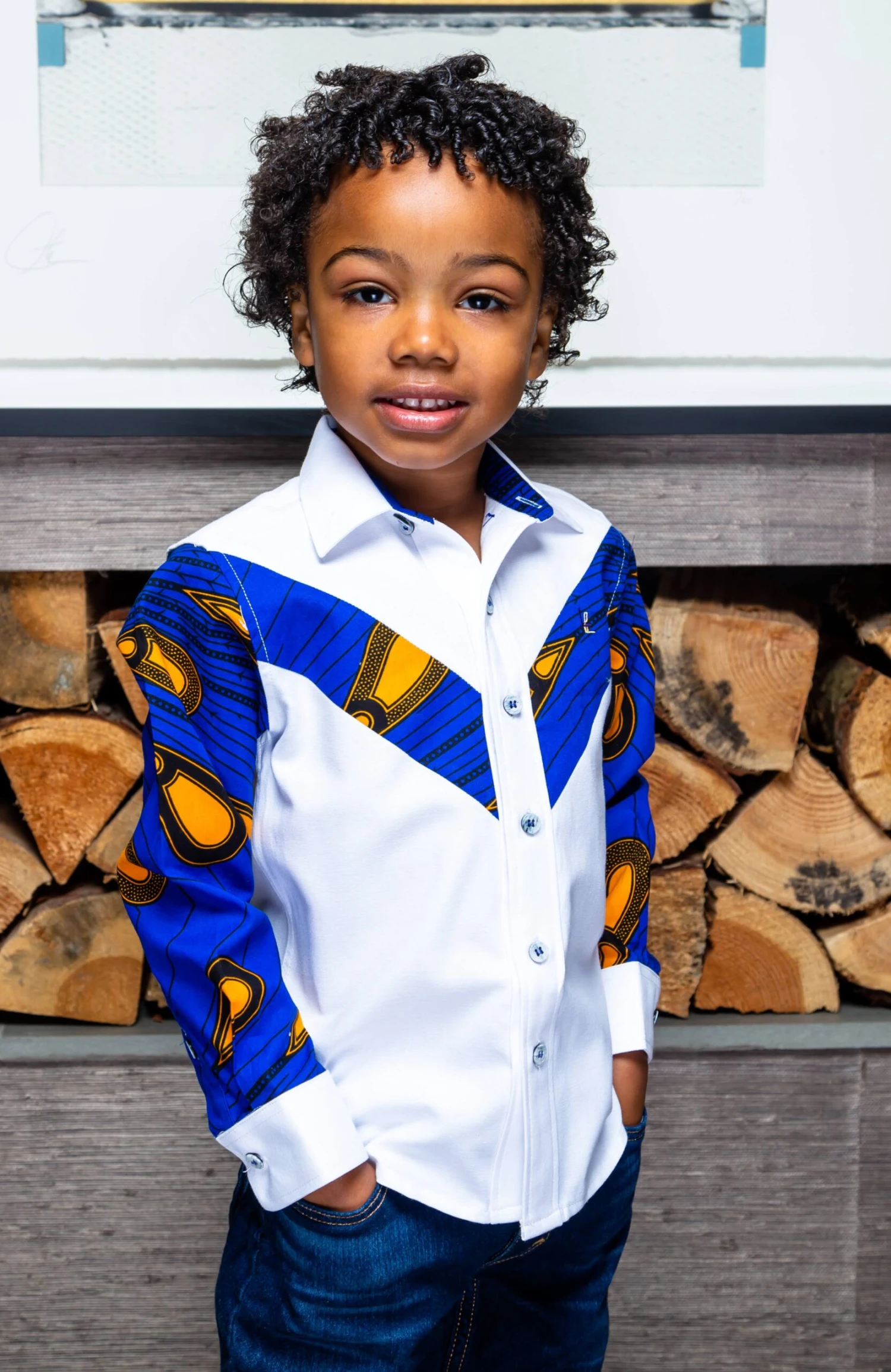 Boys Tailored-Fit African Print Shirt | V-Shaped Ankara Shirt For Boys - ELIJAH