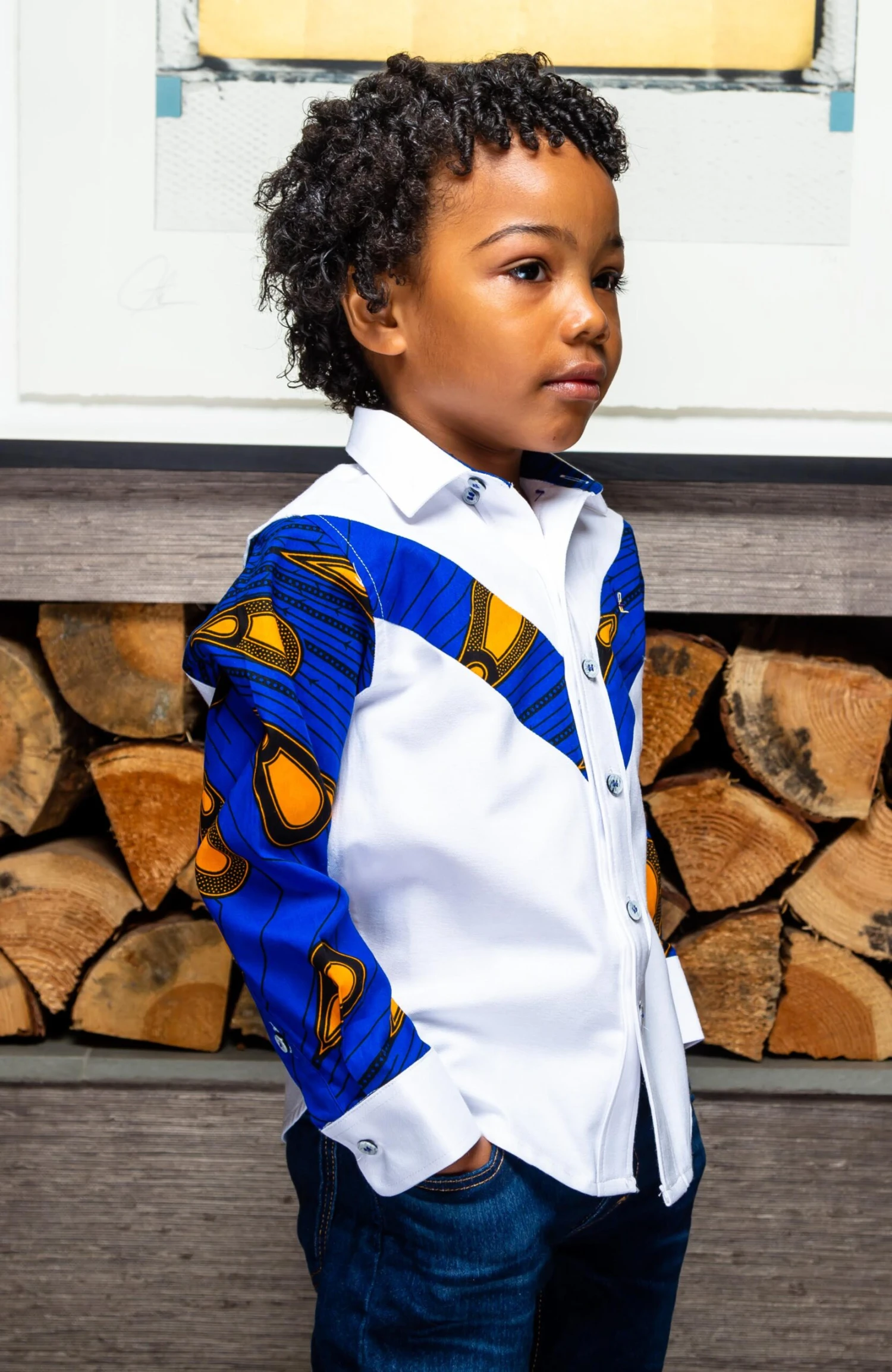 Boys Tailored-Fit African Print Shirt | V-Shaped Ankara Shirt For Boys - ELIJAH - Image 3