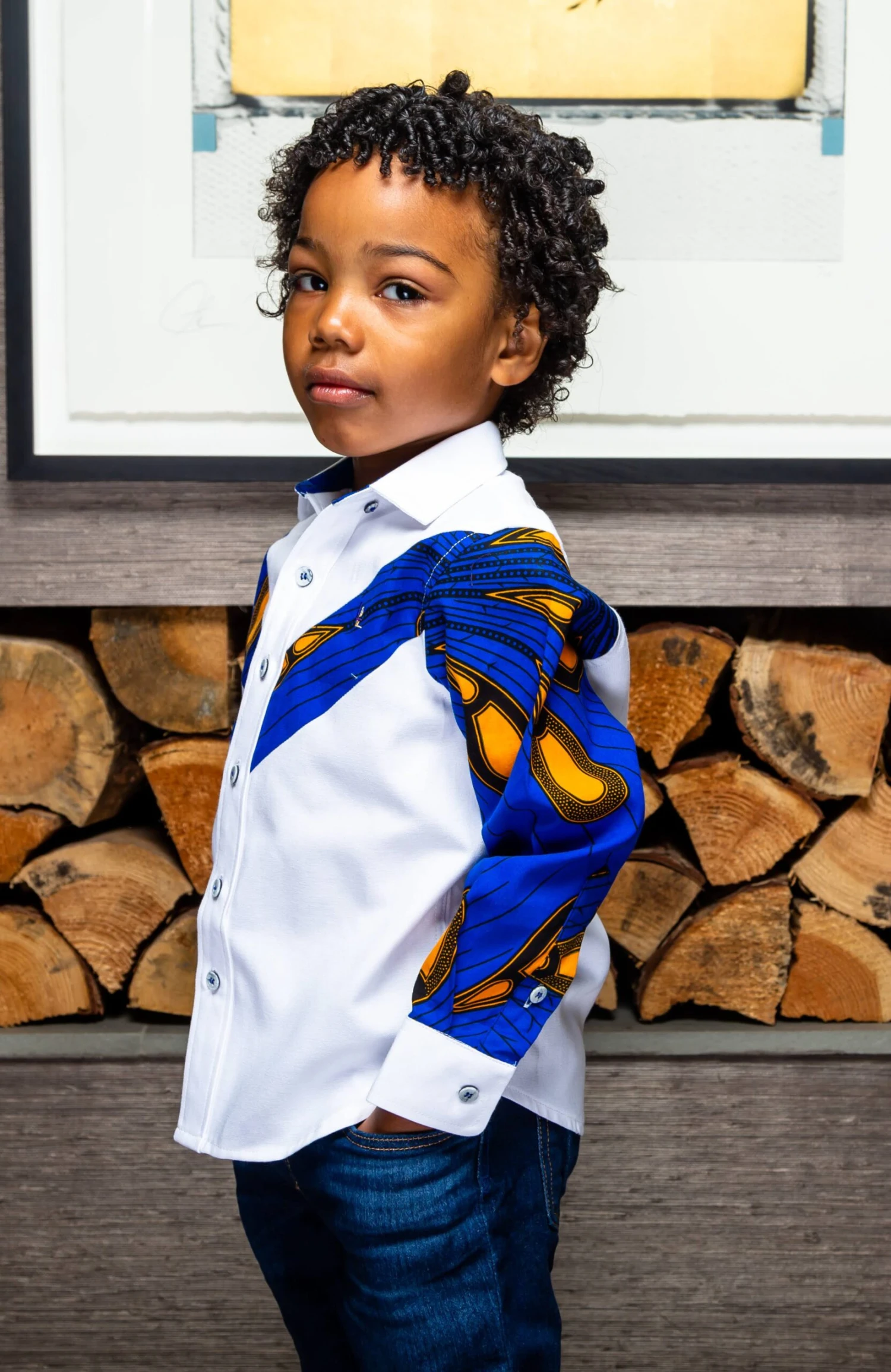 Boys Tailored-Fit African Print Shirt | V-Shaped Ankara Shirt For Boys - ELIJAH - Image 4