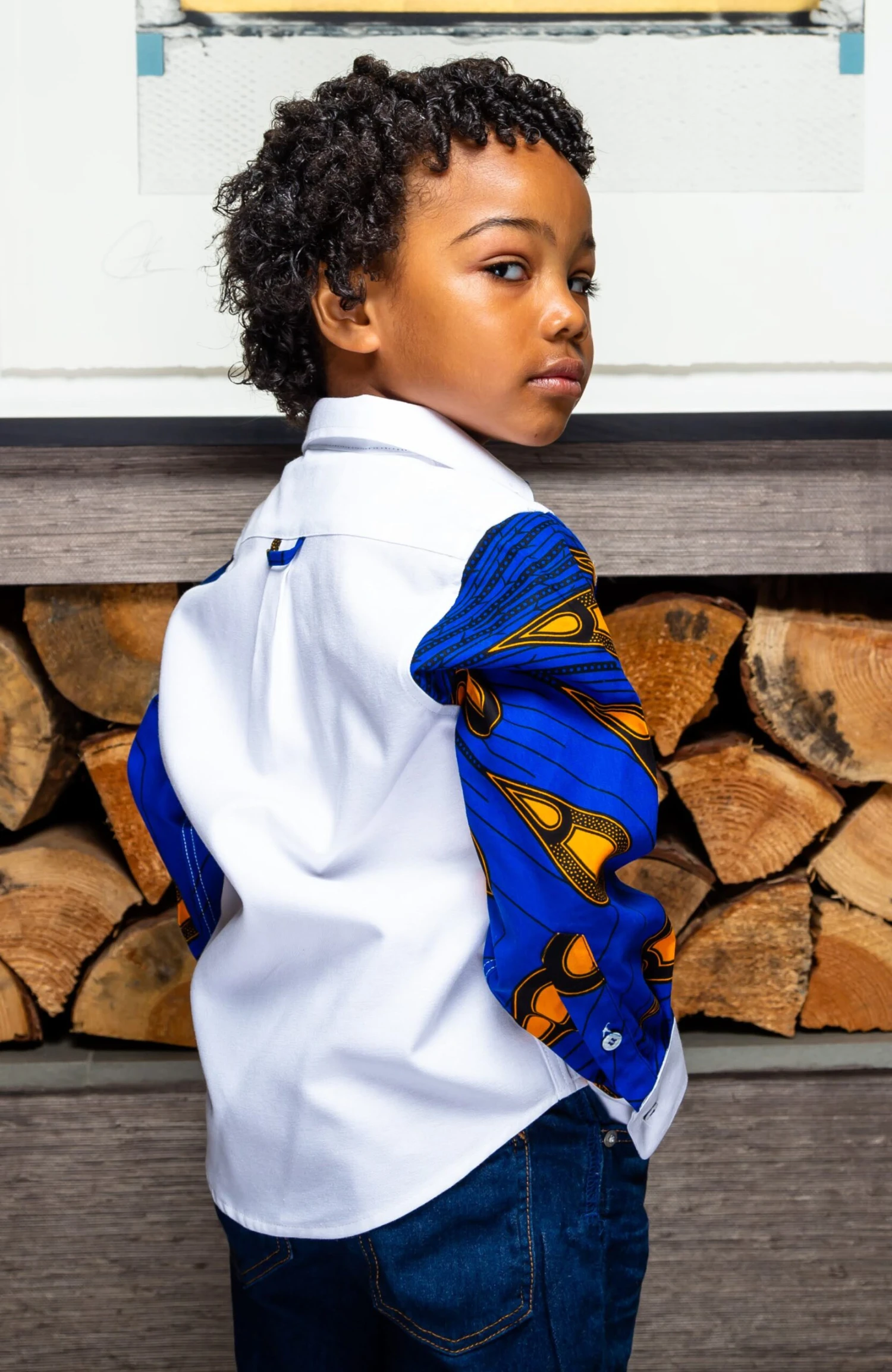 Boys Tailored-Fit African Print Shirt | V-Shaped Ankara Shirt For Boys - ELIJAH - Image 5