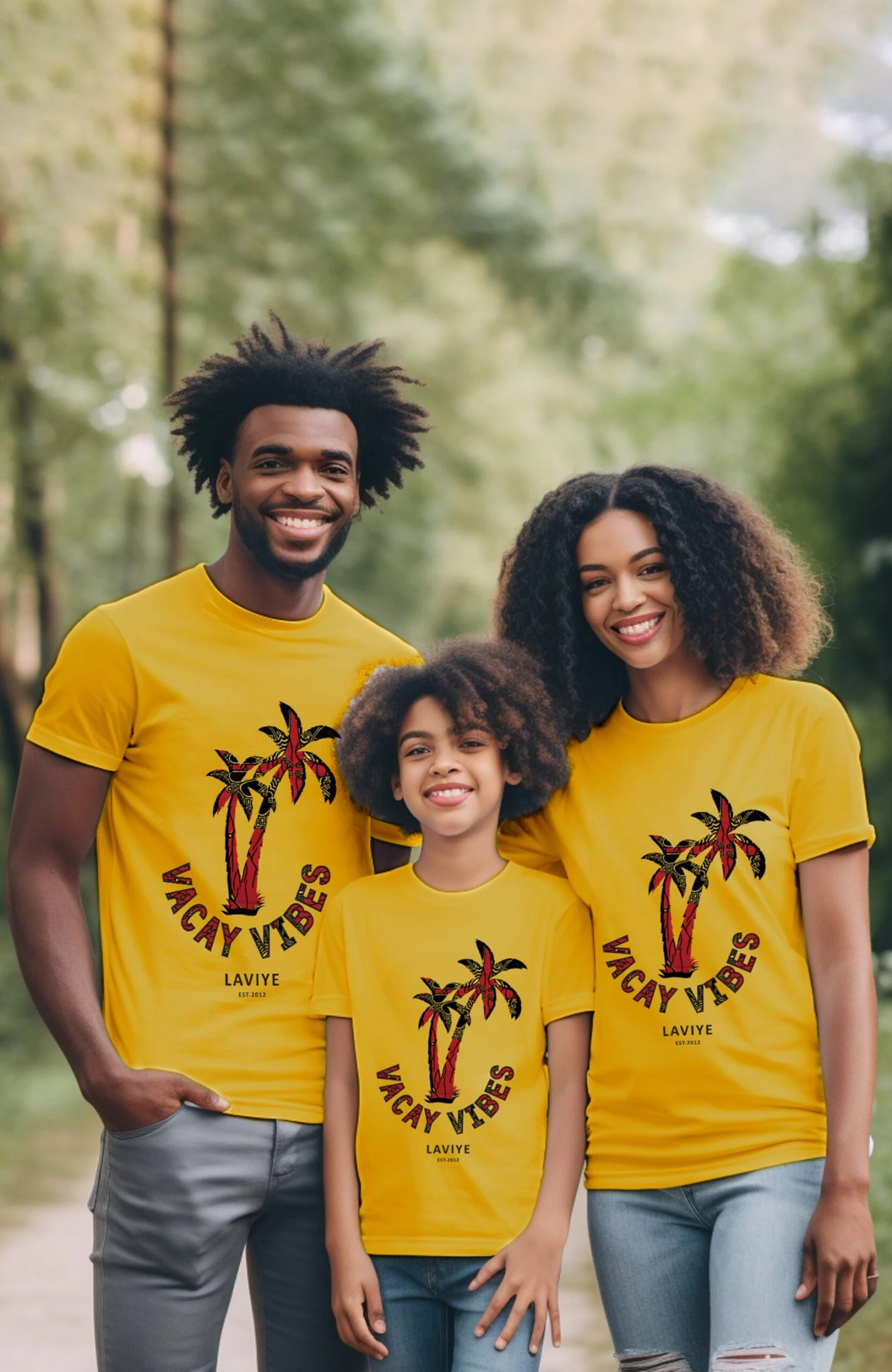 Boy's Mustard Vaycay Vibes African Print Kids T-Shirt Unisex | CALABAR - Image 2