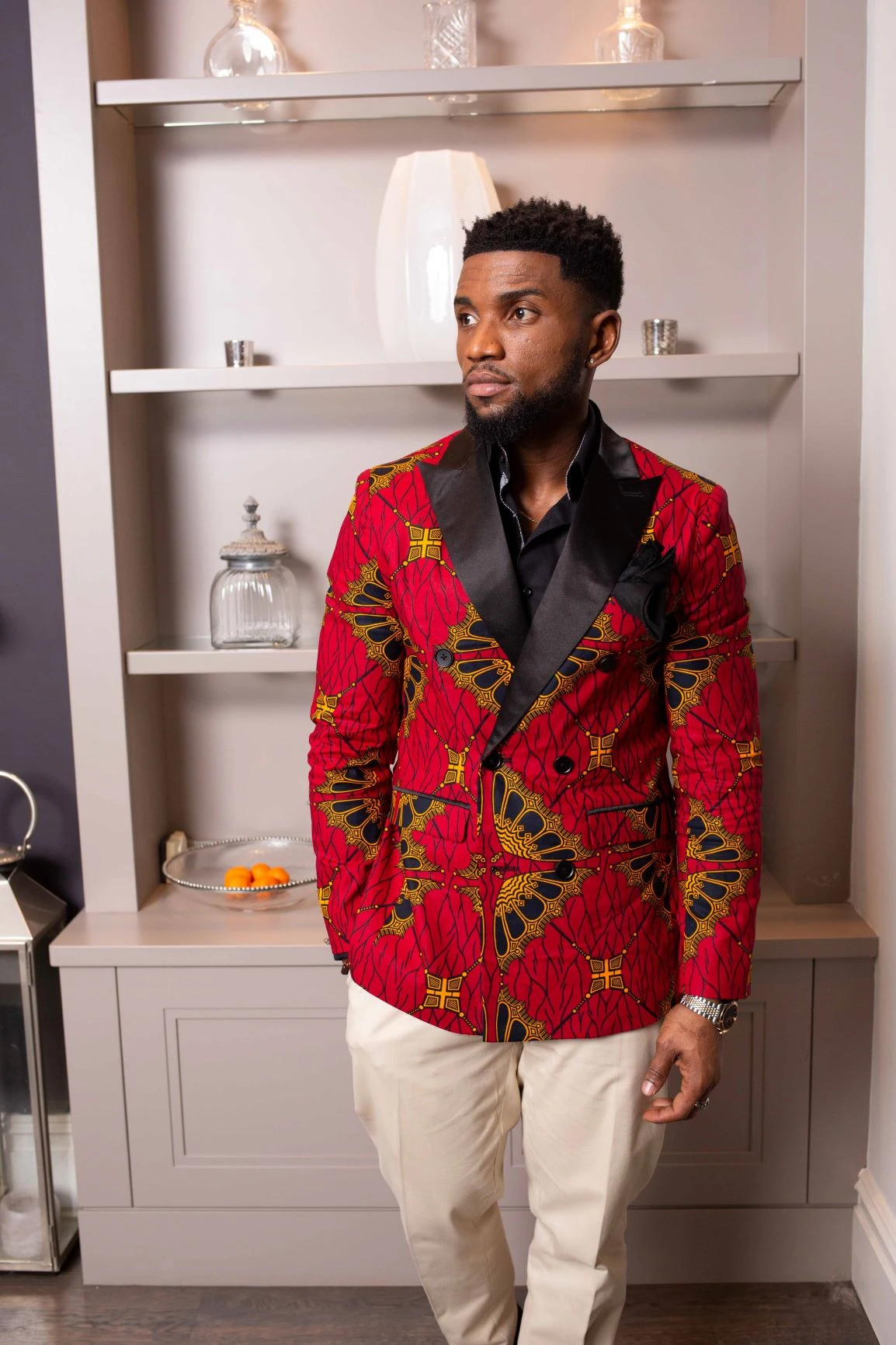 African Blazers For Men - Tailored Fit Double Breasted African Print Formal Blazer - CHARLES - Image 15