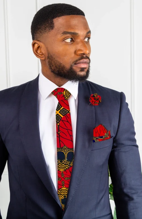 African Print Necktie And Bow Tie Set | Ankara Tie Set 5 Pieces - CHARLES